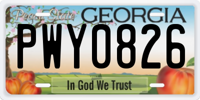 GA license plate PWY0826