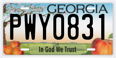 GA license plate PWY0831