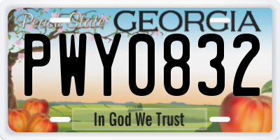 GA license plate PWY0832