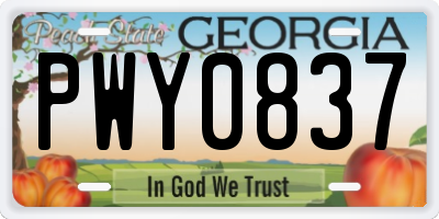 GA license plate PWY0837