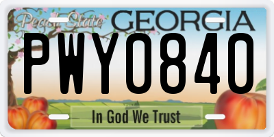 GA license plate PWY0840