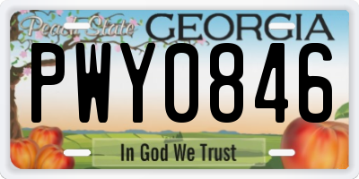 GA license plate PWY0846