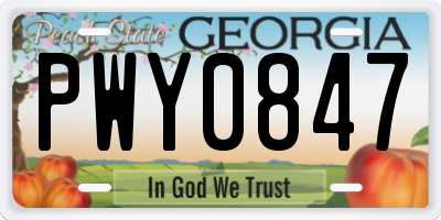GA license plate PWY0847