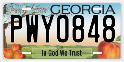 GA license plate PWY0848
