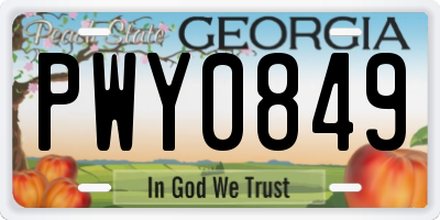 GA license plate PWY0849