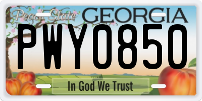 GA license plate PWY0850