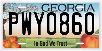 GA license plate PWY0860