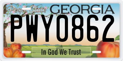 GA license plate PWY0862