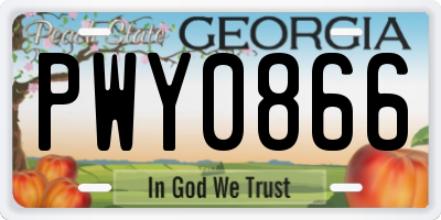 GA license plate PWY0866