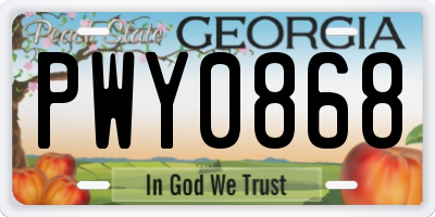 GA license plate PWY0868