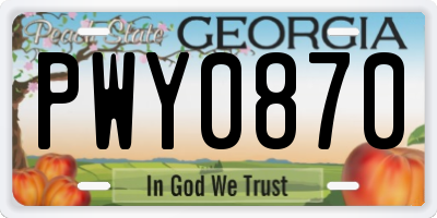 GA license plate PWY0870