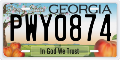 GA license plate PWY0874