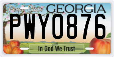 GA license plate PWY0876