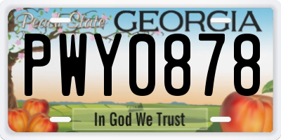 GA license plate PWY0878