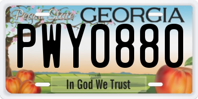 GA license plate PWY0880