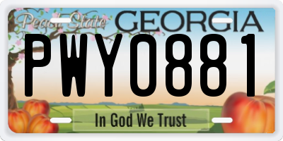 GA license plate PWY0881