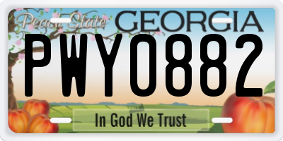 GA license plate PWY0882