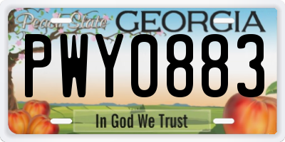 GA license plate PWY0883