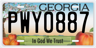 GA license plate PWY0887