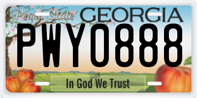 GA license plate PWY0888