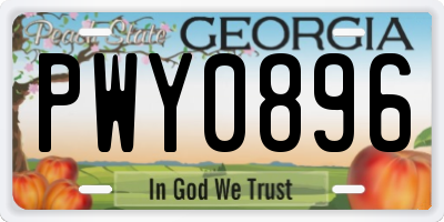 GA license plate PWY0896