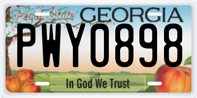 GA license plate PWY0898