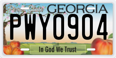 GA license plate PWY0904