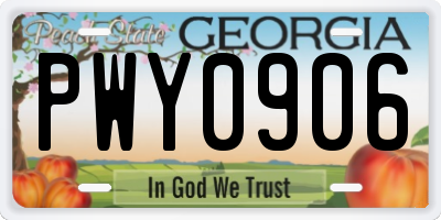 GA license plate PWY0906