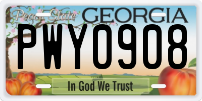 GA license plate PWY0908