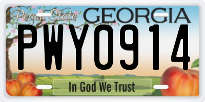 GA license plate PWY0914