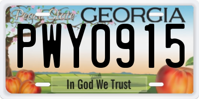 GA license plate PWY0915
