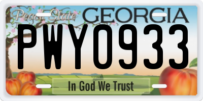GA license plate PWY0933