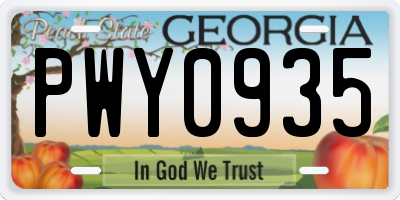 GA license plate PWY0935