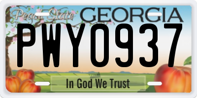 GA license plate PWY0937