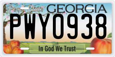 GA license plate PWY0938