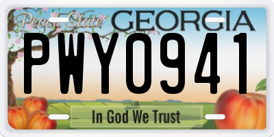 GA license plate PWY0941
