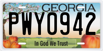 GA license plate PWY0942