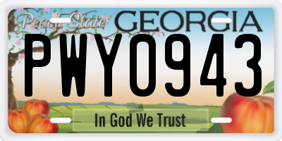 GA license plate PWY0943