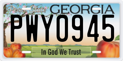 GA license plate PWY0945