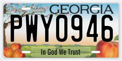 GA license plate PWY0946