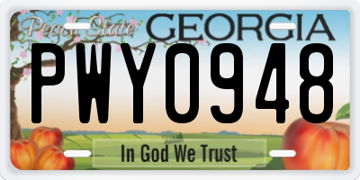GA license plate PWY0948