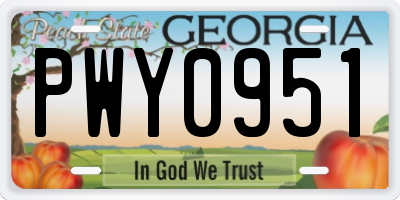 GA license plate PWY0951