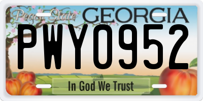 GA license plate PWY0952