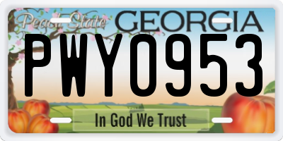 GA license plate PWY0953