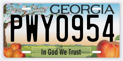 GA license plate PWY0954