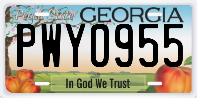 GA license plate PWY0955
