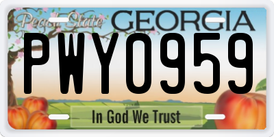 GA license plate PWY0959