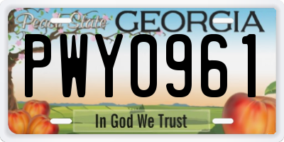 GA license plate PWY0961