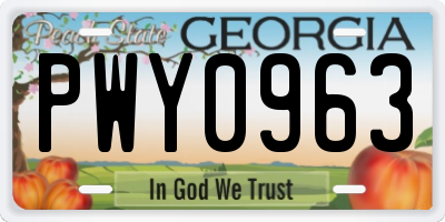 GA license plate PWY0963