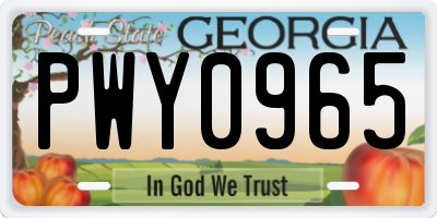 GA license plate PWY0965